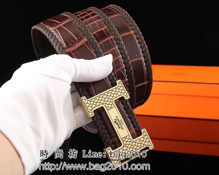 愛馬仕HERMES 海外代購最熱系列 鴕鳥皮紋 高端男士皮帶 HHG1668